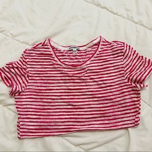 Express Pink and White Striped T-Shirt